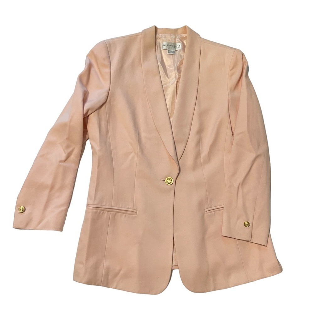 Vintage Lizsport Liz Claiborne Wool 1 Gold Button Blazer Jacket Sz 12P Career